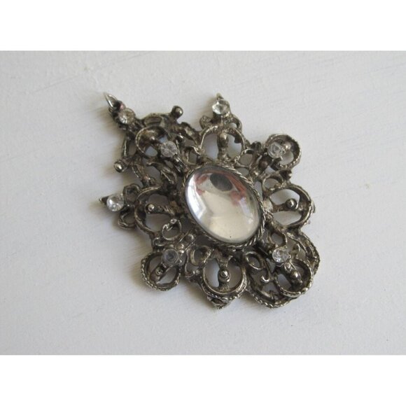 Vintage Gothic pendant, Victorian Elegant Lolita, silver colour steampunk - Picture 3 of 5